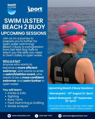 swimulster are back with us for one of their Beach 2 Buoy sessions!The details are as follows:
Date: Friday 25th September 2026
Times: 6:00pm to 7:00pm.
The session will provide the following topics and skills:
Entries & Exits, Sighting, Buoy Turns, Pack Swimming, Drafting and Stroke Analysis, plus any bespoke open water skills provided by our coaching teams.
Who is it for:
Anyone who wants to become a more efficient swimmer, who wants to enter a swim/triathlon event, who wants to be a more confident swimmer and swim further in open water.
Pre-requisties: Be aged over 18yrs
A FREE Swim Ulster Swim Cap will be provided for all those who attend the session. Please note: The use of a tow float is mandatory and this is must be supplied by you and is NOT provided by Swim Ulster.
Sign up through the link in our bio!